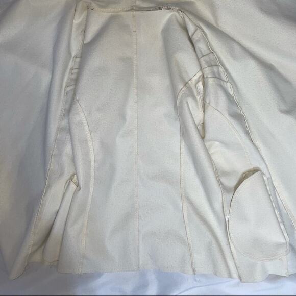Cream/Vanilla colored jacket pleather draped open front asymmetrical zip SZ Sm - Picture 8 of 13